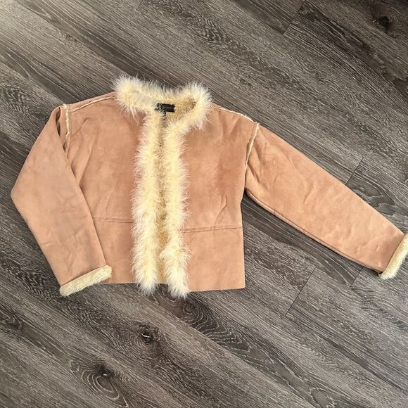Banana Republic Vintage y2k Fluffy trim jacket - Picture 1 of 7